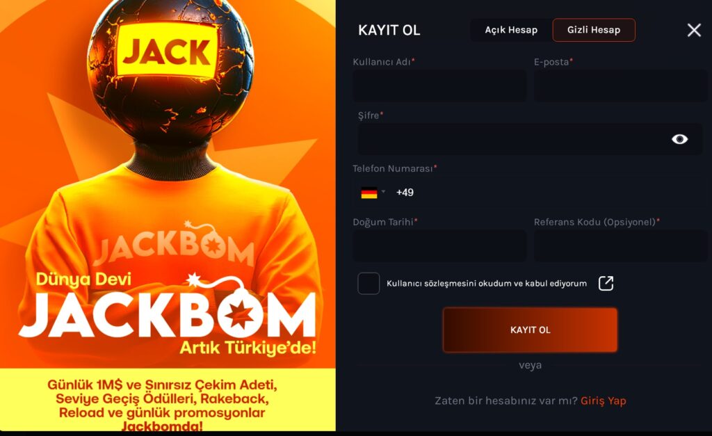 jackbom üyelik